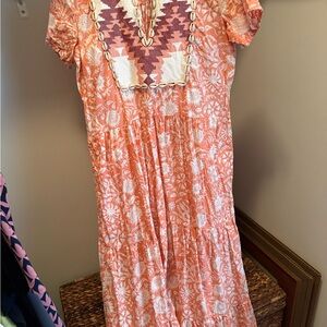 Elegant Orange and White Maxi Dress